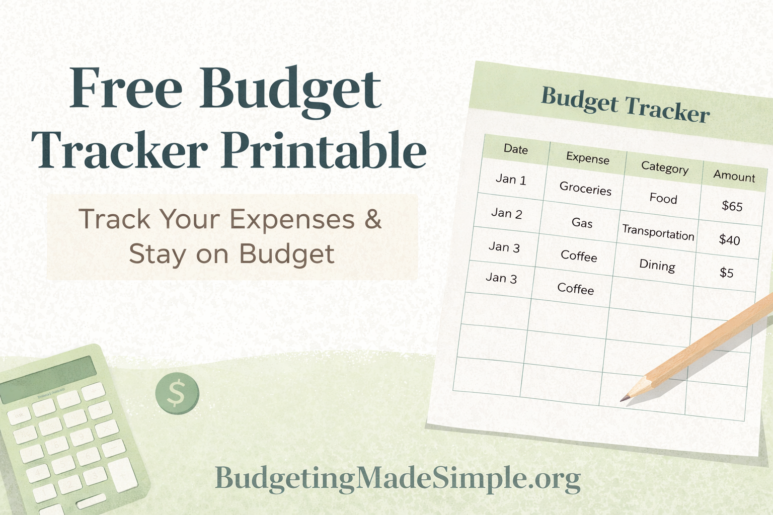 Budget Tracker Printable (Free Template)