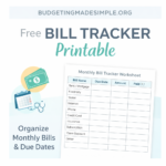 bill tracker printable worksheet