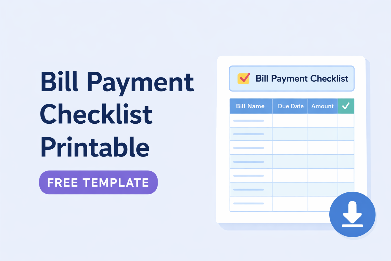 Bill Payment Checklist Printable (Free Template)