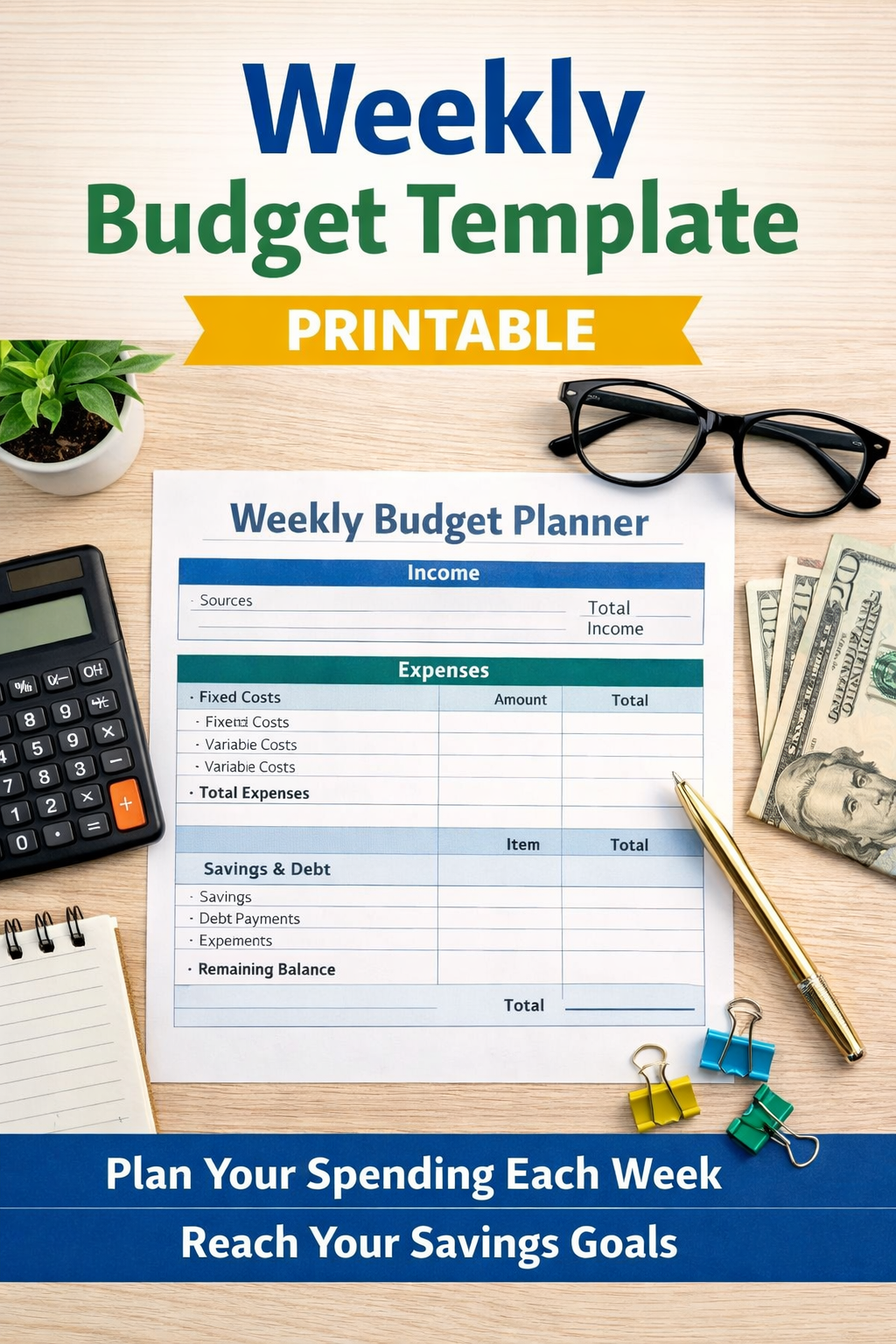 Weekly Budget Template (Printable)